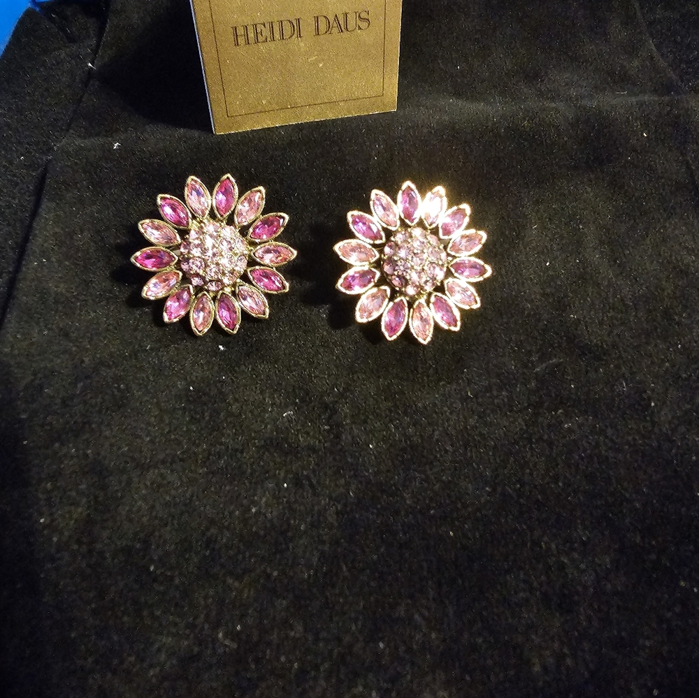 Heidi Daus Divine Miss Daisy Swarovski Clip On Earrings